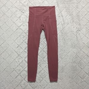 Athleta Leggings Women's XS Pink Berry Rose Salutation Stash Pocket ⅞ Soft